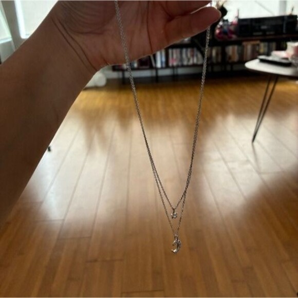 Child of Wild Star Moon Double Layered Necklace Silver Tone - Picture 4 of 8